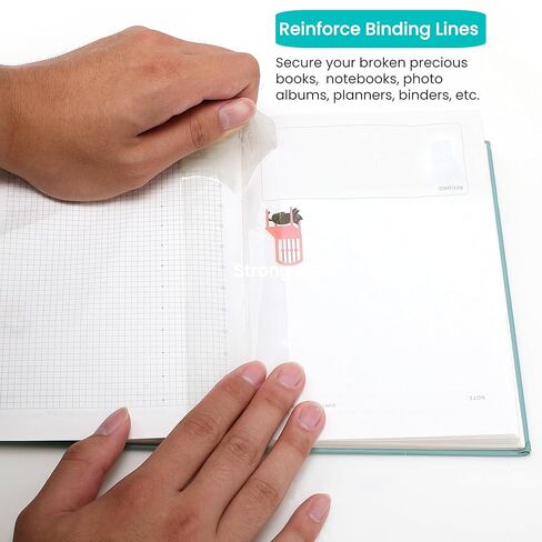Clear Book Repair Tape 2 in x 1180 in Medium Thickness Strong Adhesive Flexible Transparent Book Binding Tape for Reinforcing Book Spines and Covers, Torn Pages, Durable, Archival Safe, Stretchable in Kuwait