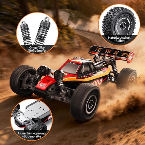 سيارات RC بدون فرش 1/12 للبالغين، سيارة تحكم عن بعد لعربة سباق RC عالية السرعة بحد أقصى 50 ميل في الساعة 4X4 مع بطارية 3S 2200 مللي أمبير في الساعة، شاحنة RC سريعة على الطرق الوعرة، مناسبة كهدية للمبتدئين - أحمر in Kuwait