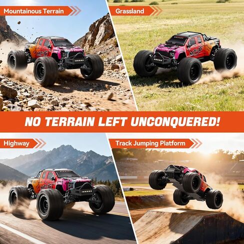 شاحنة 1/16 50 ميلا في الساعة بدون فرشاة 4WD RC، سيارات تحكم عن بعد لجميع التضاريس قابلة للترقية مع بطارية 3S، مقاومة للماء سريعة على الطرق الوعرة RC للبالغين، مناسبة كهدية لمغامرات الثلج/الرمال-أحمر متدرج in Kuwait