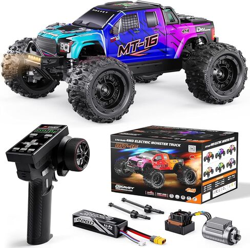 شاحنة 1/16 50 ميلا في الساعة بدون فرشاة 4WD RC، سيارات تحكم عن بعد لجميع التضاريس قابلة للترقية مع بطارية 3S، مقاومة للماء سريعة على الطرق الوعرة RC للبالغين، مناسبة كهدية لمغامرات الثلج/الرمال-أحمر متدرج in Kuwait