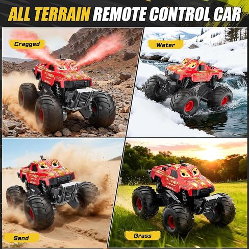 سيارة برمائية تعمل بالتحكم عن بعد 1:16 ألعاب شاحنة الوحش RC سيارات، 4WD جميع التضاريس بيك اب على الطرق الوعرة، ألعاب شاحنة RC مقاومة للماء لـ 8 9 10 11 12 عامًا للأولاد والبنات هدايا للأطفال - أحمر in Kuwait