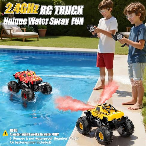 سيارة برمائية تعمل بالتحكم عن بعد 1:16 ألعاب شاحنة الوحش RC سيارات، 4WD جميع التضاريس بيك اب على الطرق الوعرة، ألعاب شاحنة RC مقاومة للماء لـ 8 9 10 11 12 عامًا للأولاد والبنات هدايا للأطفال - أحمر in Kuwait