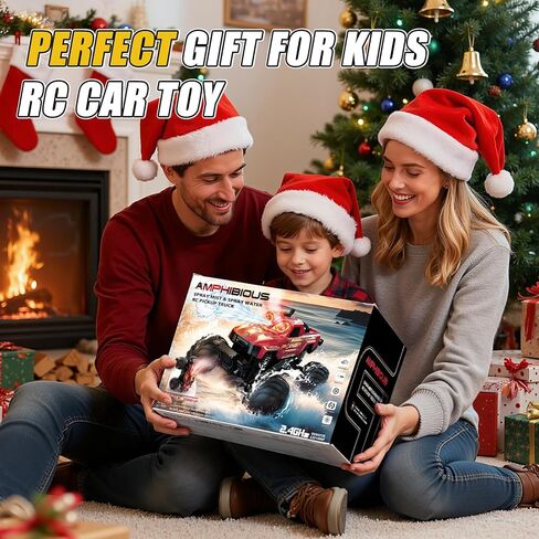 سيارة برمائية تعمل بالتحكم عن بعد 1:16 ألعاب شاحنة الوحش RC سيارات، 4WD جميع التضاريس بيك اب على الطرق الوعرة، ألعاب شاحنة RC مقاومة للماء لـ 8 9 10 11 12 عامًا للأولاد والبنات هدايا للأطفال - أحمر in Kuwait