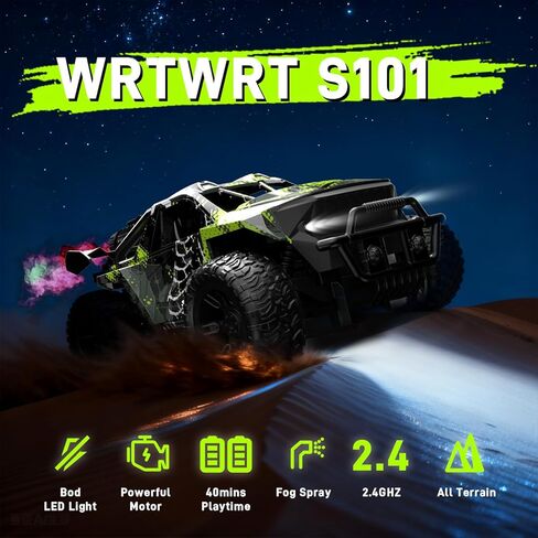 1:18 RC Monster Truck for Boys, Kids 4-7-8-12，All-Terrain Off-Road Remote Control Car with LED Lights & Spray, 40 Min Playtime, 2.4GHz Fast Response Graffiti RC Truck Jeep Toy in Saudi Arabia