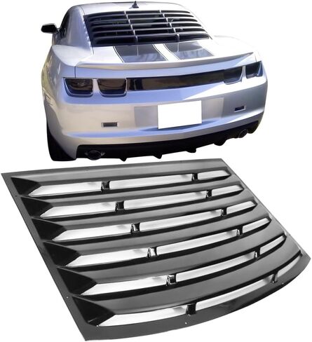 IKON MOTORSPORTS Compatible with 2010-2015 Chevy Camaro(Exclude Convertible) Window Louver, ABS Plastic Gloss Black Rear Window Scoop Sun Shade Cover in Saudi Arabia