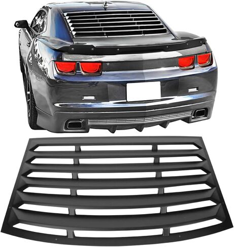 IKON MOTORSPORTS متوافق مع 2010-2015 Chevy Camaro (باستثناء المكشوفة) نافذة كوة، ABS البلاستيك الأسود اللامع للنافذة الخلفية مغرفة غطاء الشمس in Saudi Arabia