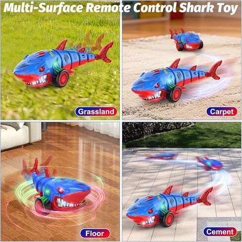 Laradola Shark RC Toy Car for Kids: 2.4GHz Remote Control Vehicle with LED Lights, 360° Spins & All-Terrain Action – Perfect Holiday Birthday for Boys Girls Ages 3-6 in Saudi Arabia