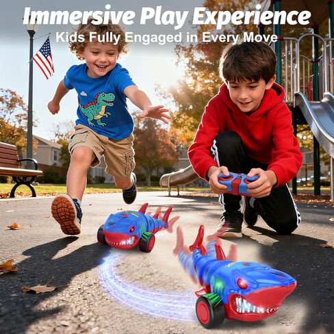 Laradola Shark RC Toy Car for Kids: 2.4GHz Remote Control Vehicle with LED Lights, 360° Spins & All-Terrain Action – Perfect Holiday Birthday for Boys Girls Ages 3-6 in Saudi Arabia