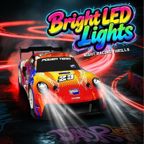 2 Pack RC Cars for Kids and Boys, Girls 4-7-8-12, Remote Control Car, LED Lights, 4WD Racing Cars,2.4GHz Dual Player, Colorful Graffiti Designs in Saudi Arabia