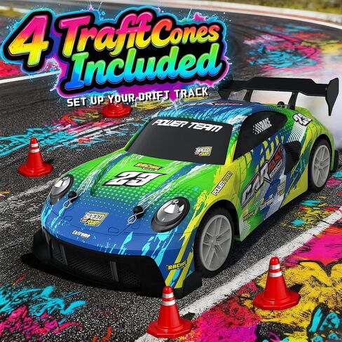 2 Pack RC Cars for Kids and Boys, Girls 4-7-8-12, Remote Control Car, LED Lights, 4WD Racing Cars,2.4GHz Dual Player, Colorful Graffiti Designs in Saudi Arabia