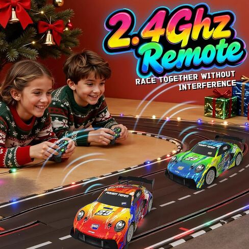 2 Pack RC Cars for Kids and Boys, Girls 4-7-8-12, Remote Control Car, LED Lights, 4WD Racing Cars,2.4GHz Dual Player, Colorful Graffiti Designs in Saudi Arabia