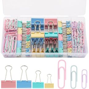 240 Pcs Colored Paper Clips Assorted Sizes and Binder Clips, Includes Small, Medium, Large Paper Clips and Binder Clips for Office, School, Home Supplies, in a Container with Compartments in Saudi Arabia
