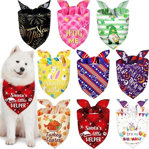 Weewooday 9 Pcs Holiday Dog Bandanas Adjustable Washable Pet Scarves in Saudi Arabia