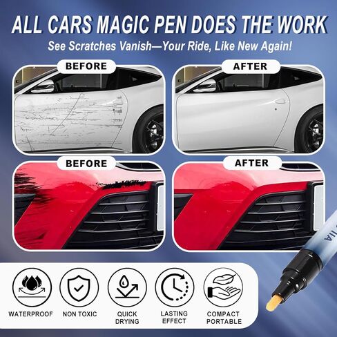 القلم السحري لجميع السيارات، مزيل خدوش السيارة للمركبات، مجموعة أقلام إصلاح خدوش طلاء السيارة، قلم إزالة خدوش السيارة السحري - إصلاح بسيط وسريع للخدوش، مقاوم للطقس يناسب جميع موديلات السيارات، قطعتان in Kuwait