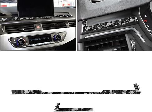 Chcury1 2Pcs Dashboard Sticker Navigation Panel Trim Cover LHD Carbon Fiber+Epoxy Coating(Soft) Forged Pattern For Audi A4 A5 S4 S5 RS4 RS5 2017-2024 in Saudi Arabia