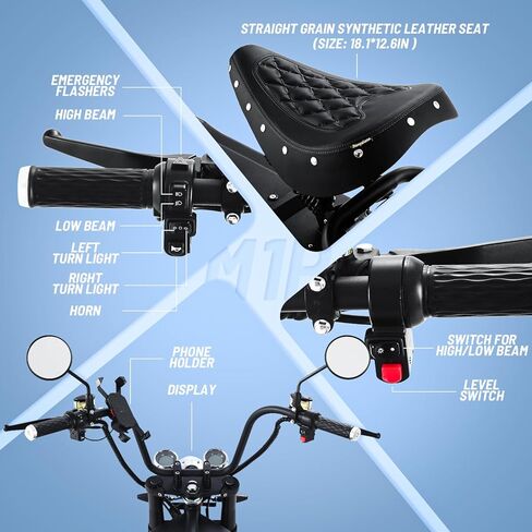 eAhora 2000W/4000W M1P Pro Electric Motorcycle with Sidecar for Adults 50MPH 60V 30/42Ah Battery 40/50Miles Long Range Electric Sidecar for 2 Persons Street Legal Ebike in Saudi Arabia