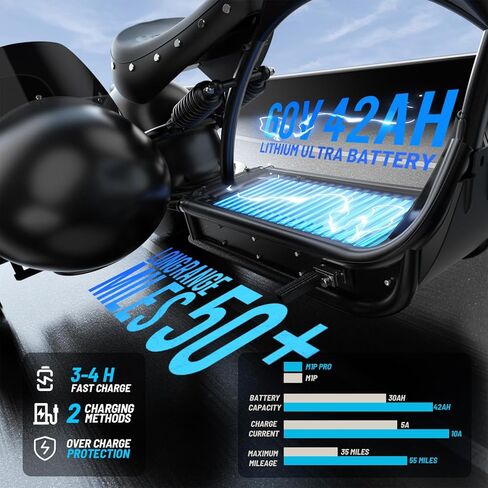 eAhora M1P Plus/M1P Pro 3000/4000W Motor 42/50MPH دراجة نارية كهربائية للبالغين، بطارية 30AH/42Ah 55/110 + أميال طويلة المدى دراجة نارية كهربائية قانونية للشارع، فرامل هيدروليكية مزدوجة، تعليق كامل in Kuwait