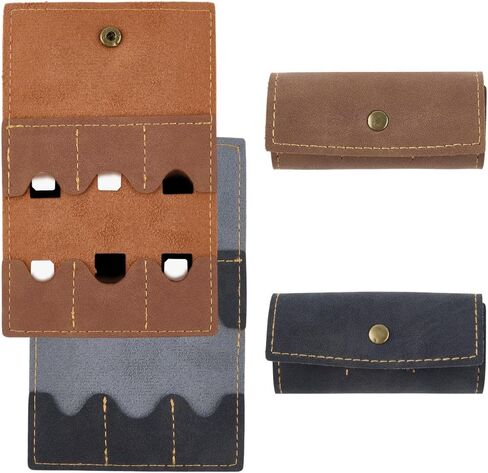 2PCS PU Leather Memory Card Holder with Metal Snap Button Micro SD Carry Cover Foldable Gaming Card Organizer Portable Retro Leather Guitar Pick Case for Travel Daily Storage CFexpress SIM in Saudi Arabia