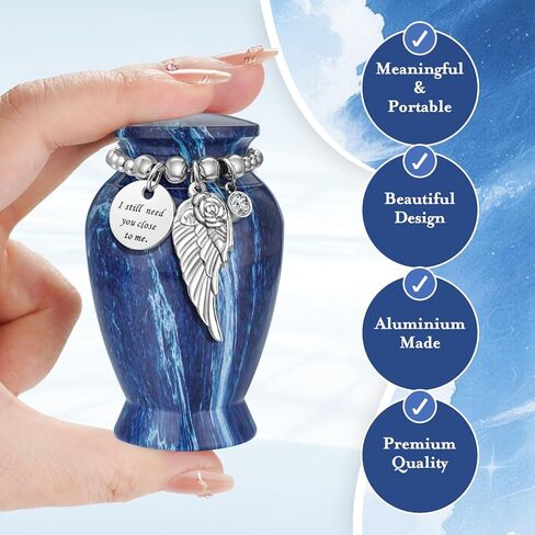 Small Urns for Human Ashes 2.85 Inch Mini Cremation Urns for Mom Dad Aluminum Keepsake Urns for Family Beautiful Mini Keepsake Sharing Urns-Lake Green in Saudi Arabia