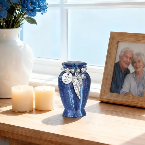 Small Urns for Human Ashes 2.85 Inch Mini Cremation Urns for Mom Dad Aluminum Keepsake Urns for Family Beautiful Mini Keepsake Sharing Urns-Lake Green in Saudi Arabia