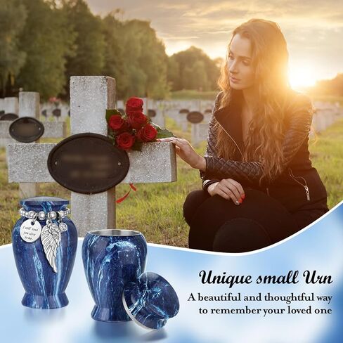Small Urns for Human Ashes 2.85 Inch Mini Cremation Urns for Mom Dad Aluminum Keepsake Urns for Family Beautiful Mini Keepsake Sharing Urns-Lake Green in Saudi Arabia