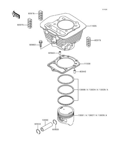 Cylinder Piston Gasket Kit Fits Kawasaki Bayou Prairie Lakota 300 (1989-2005) in Saudi Arabia