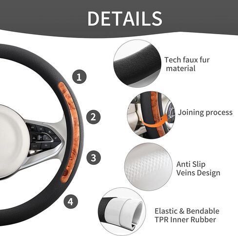 Steering Wheel Cover, Universal 15 inch, Faux Leather Steering Wheel Protector, Anti-Slip, Breathable & Heating-Compatible for Cars Trucks SUVs Vans in Kuwait