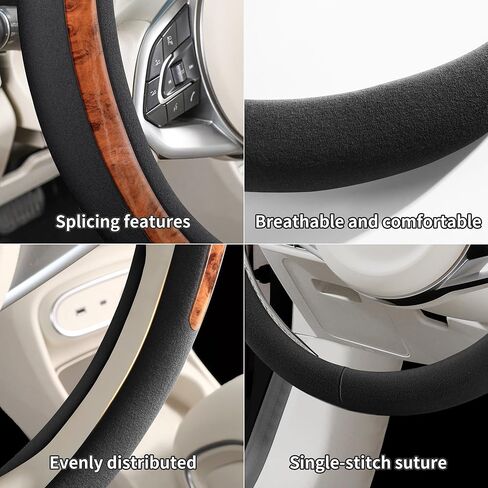Steering Wheel Cover, Universal 15 inch, Faux Leather Steering Wheel Protector, Anti-Slip, Breathable & Heating-Compatible for Cars Trucks SUVs Vans in Kuwait
