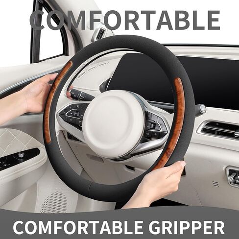 Steering Wheel Cover, Universal 15 inch, Faux Leather Steering Wheel Protector, Anti-Slip, Breathable & Heating-Compatible for Cars Trucks SUVs Vans in Kuwait