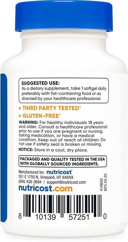 Nutricost Astaxanthin 12 مجم، 60 كبسولة هلامية - غير معدلة وراثيًا وخالية من الغلوتين (كمية تكفي لمدة شهر) in Saudi Arabia