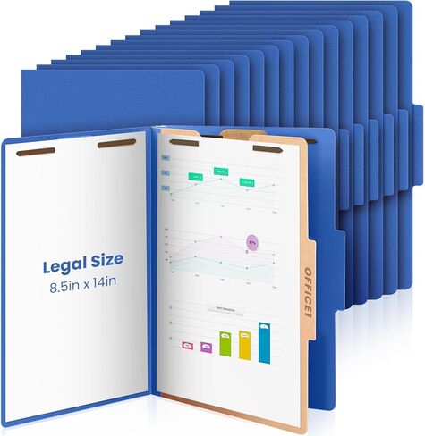 18 Pcs Classification Folders Legal Size Bulk 1 Divider Pressboard File Folder with Expansion 2 Prongs Fastener Heavy Duty Office File Organizer for School Hospitals Home (Dark Blue) in Saudi Arabia