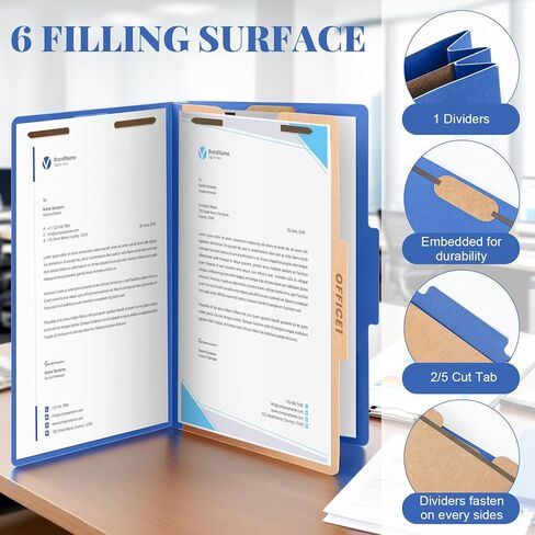 18 Pcs Classification Folders Legal Size Bulk 1 Divider Pressboard File Folder with Expansion 2 Prongs Fastener Heavy Duty Office File Organizer for School Hospitals Home (Dark Blue) in Saudi Arabia