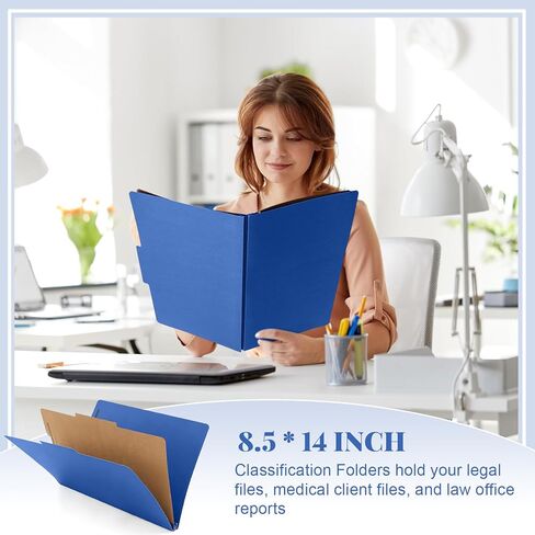 18 Pcs Classification Folders Legal Size Bulk 1 Divider Pressboard File Folder with Expansion 2 Prongs Fastener Heavy Duty Office File Organizer for School Hospitals Home (Dark Blue) in Saudi Arabia