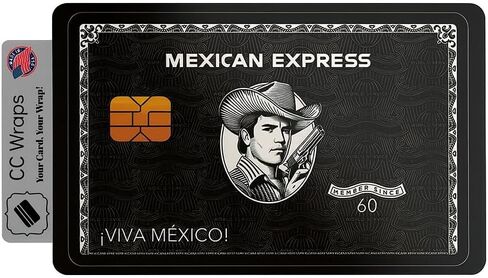 غلاف بطاقة الائتمان Black Mexican Express Chalino Sanchez - غلاف لاصق لبطاقة الخصم من الفينيل الفاخر - غطاء بطاقة بنك مخصص يناسب جميع بطاقات الائتمان والخصم (قطعتان) in Saudi Arabia