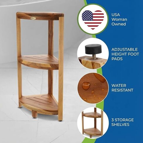 EcoDecors-Bench-Shower Stool-Shower Seat-Teak Shower Bench-Shower Chair for Inside Shower-Small Bench-Teak Shower Stool for Inside Shower-Shower Foot Rest in Kuwait