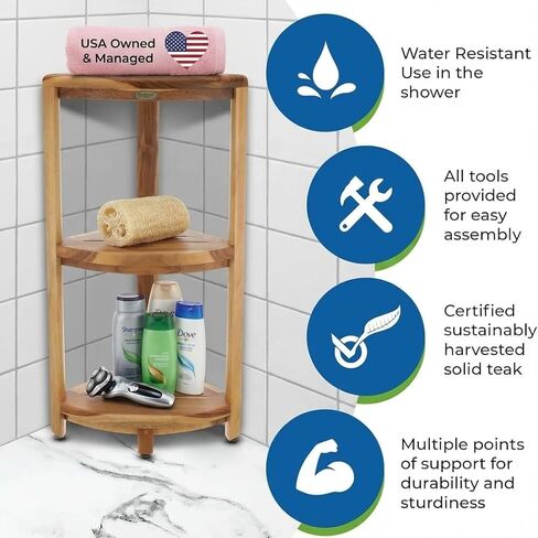 EcoDecors-Bench-Shower Stool-Shower Seat-Teak Shower Bench-Shower Chair for Inside Shower-Small Bench-Teak Shower Stool for Inside Shower-Shower Foot Rest in Kuwait