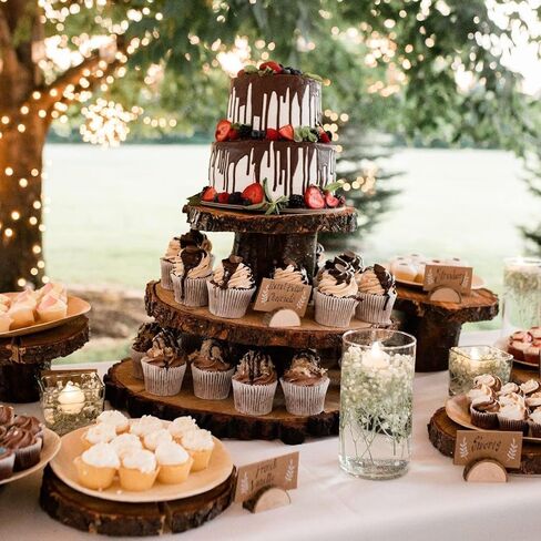 30 Pcs Rustic Wood Wedding Place Card Holders with 32 Pcs Kraft Tented Cards Half-Round Table Numbers Holder Stand Wooden Memo Holder Card Photo Picture Note Clip Holders Escort Card Holder in Saudi Arabia