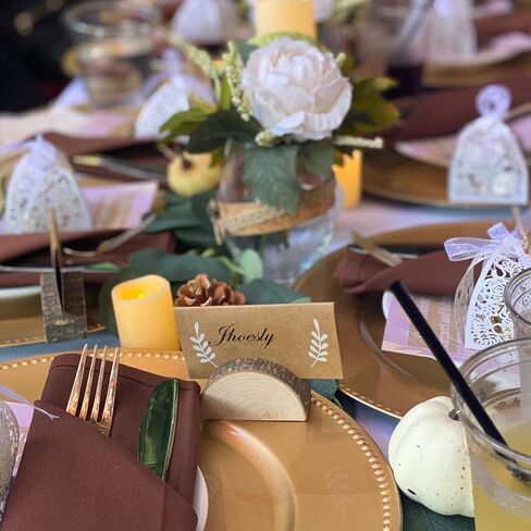 30 Pcs Rustic Wood Wedding Place Card Holders with 32 Pcs Kraft Tented Cards Half-Round Table Numbers Holder Stand Wooden Memo Holder Card Photo Picture Note Clip Holders Escort Card Holder in Saudi Arabia