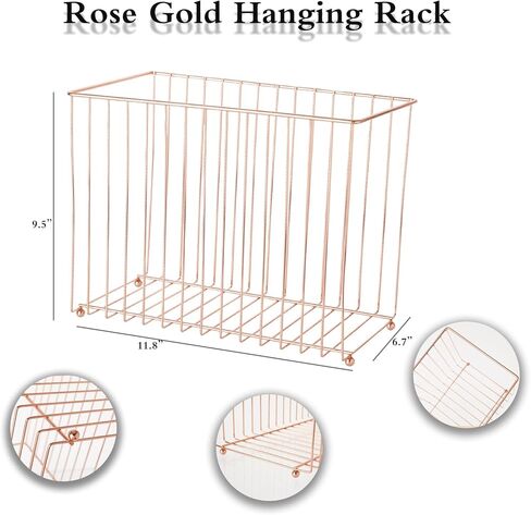 Hanging rose gold file organizer with 12 letter sized hanging folders, file basket, file box, storage box, office and school supplies in Saudi Arabia