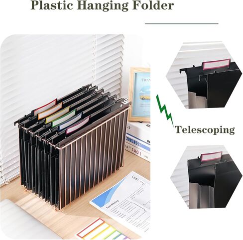 Hanging rose gold file organizer with 12 letter sized hanging folders, file basket, file box, storage box, office and school supplies in Saudi Arabia