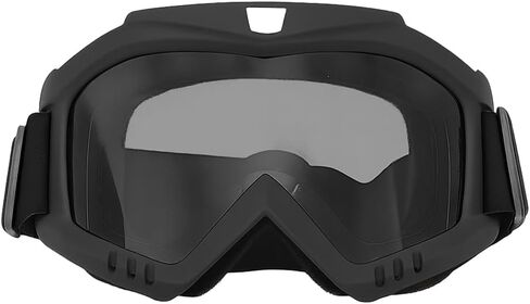 Motorcycle Goggles, Windproof Wide Vision Dirt Bike ATV Racing Goggles, Scratch Resistant Dustproof Motocross Riding Protective Glasses, Universal Fit (Black/Transparent) in Saudi Arabia