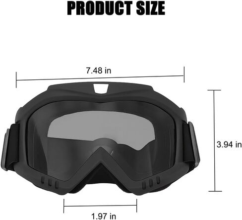 Motorcycle Goggles, Windproof Wide Vision Dirt Bike ATV Racing Goggles, Scratch Resistant Dustproof Motocross Riding Protective Glasses, Universal Fit (Black/Transparent) in Saudi Arabia