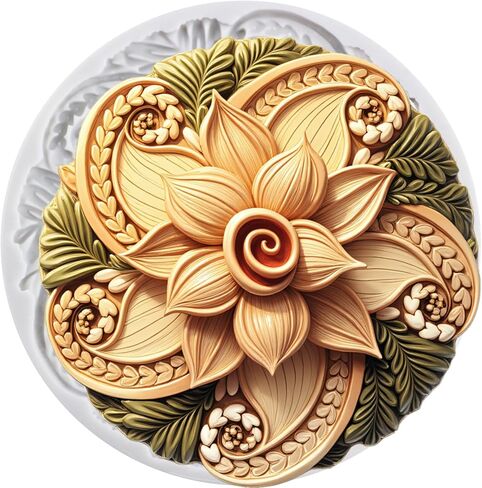 Baroque Relief Flower Embossed Silicone Mold Curlicues Scroll Lace Filigree Polymer Clay Molds for DIY Crafts Epoxy Resin Casting Air Dry Polymer Clay Plaster Jewelry Making in Saudi Arabia
