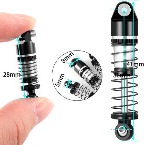 RCLIONS الألومنيوم RC سيارة الصدمات 36mm النفط امتصاص الصدمات لمحور SCX24 ديدبولت JLU C10 المصارع Basecamp 1/24th RC الزاحف سيارة ترقية أجزاء in Kuwait