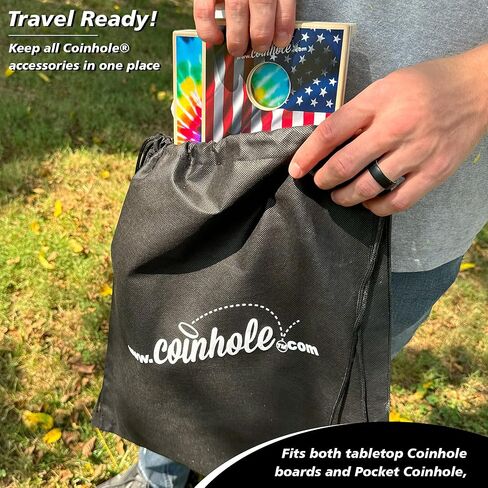 Coinhole Essentials Pack | Cloth Drawstring Travel Bag with 8 Replacement Coins (Carry Bag) in Saudi Arabia