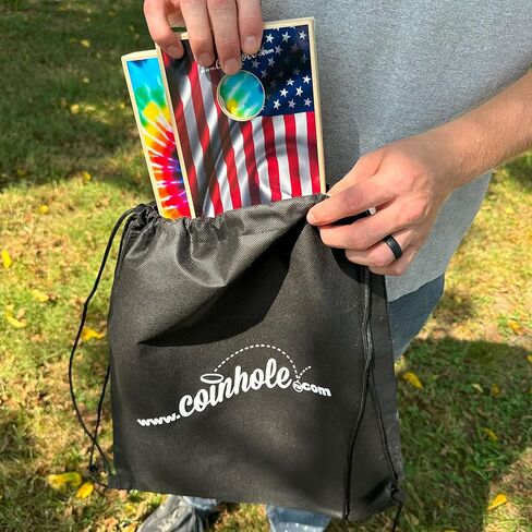 Coinhole Essentials Pack | Cloth Drawstring Travel Bag with 8 Replacement Coins (Carry Bag) in Saudi Arabia