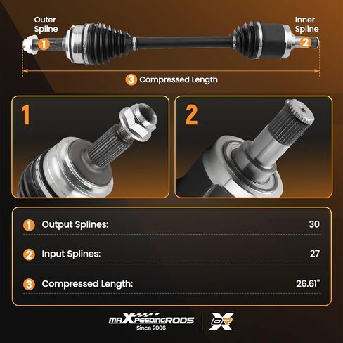 مجموعة عمود المحور CV من maxpeedingrods لهوندا أكورد 2008-2014، لـ Acura TSX 2.4L 2009-2013، لـ Civic 1.8L 2014، السائق الأمامي وجانب الركاب 66-4251 66-4250 in Saudi Arabia