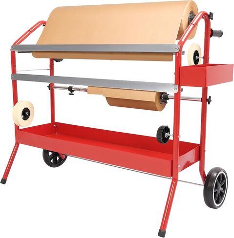 HECASA 36" Multi-Roll Masking Paper Machine W/Storage Trays, Auto Body Paint & Repair Shop, Car Painting Prep Steel Galvanized Powder Coated Red in Saudi Arabia