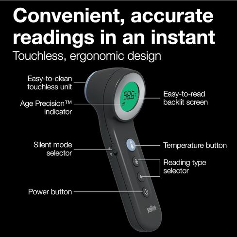 Braun No Touch and Forehead Thermometer - Touchless Thermometer for Adults, Babies, Toddlers and Kids – Fast, Reliable, and Accurate Results in Saudi Arabia