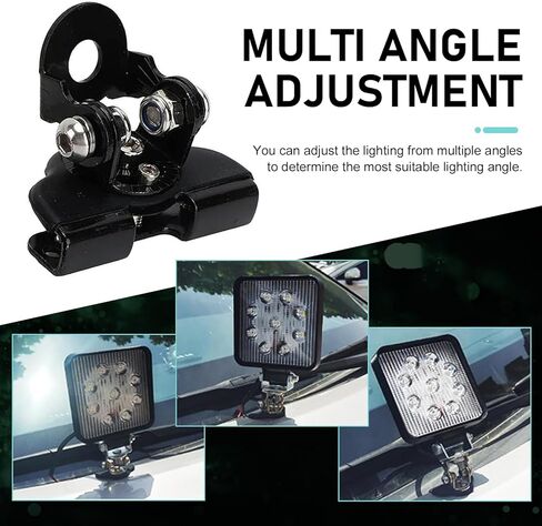 2PCS LED Hood Mounts, Stainless Steel LED Light Bar Mounting Brackets, Adjustable Hood Ditch Light Brackets, Waterproof Hood Grille LED Light Base, Universal for SUV Truck(Black) in Saudi Arabia